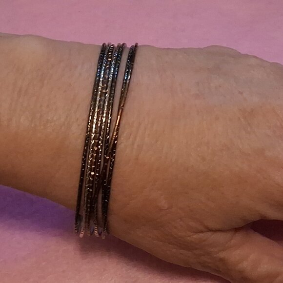 Bangle Bracelets -- Set of 7  --  2 3/4" Diameter -- Light & Dark Tones - Picture 1 of 12